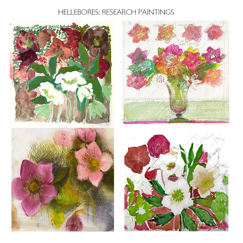 page of research shown with prints in Hearts & Flowers Book book